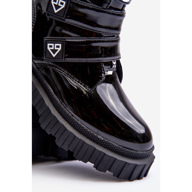 FR1 Lakierowane Ocieplane Botki Dziewczęce Czarne Rilina 1