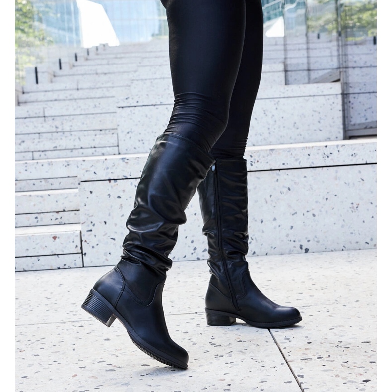 Czarne marszczone kozaki Angelico 1