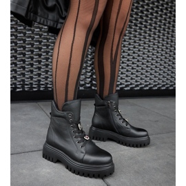 Czarne skórzane ocieplane botki Karino 2