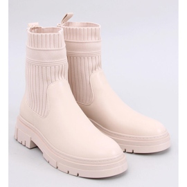 Botki z elastyczną cholewką Demus Beige beżowy 1