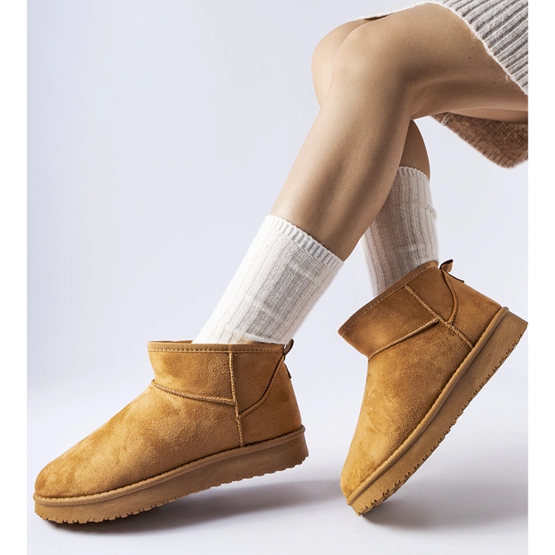 Karmelowe ocieplane krótkie śniegowce Guglielma brązowe 1