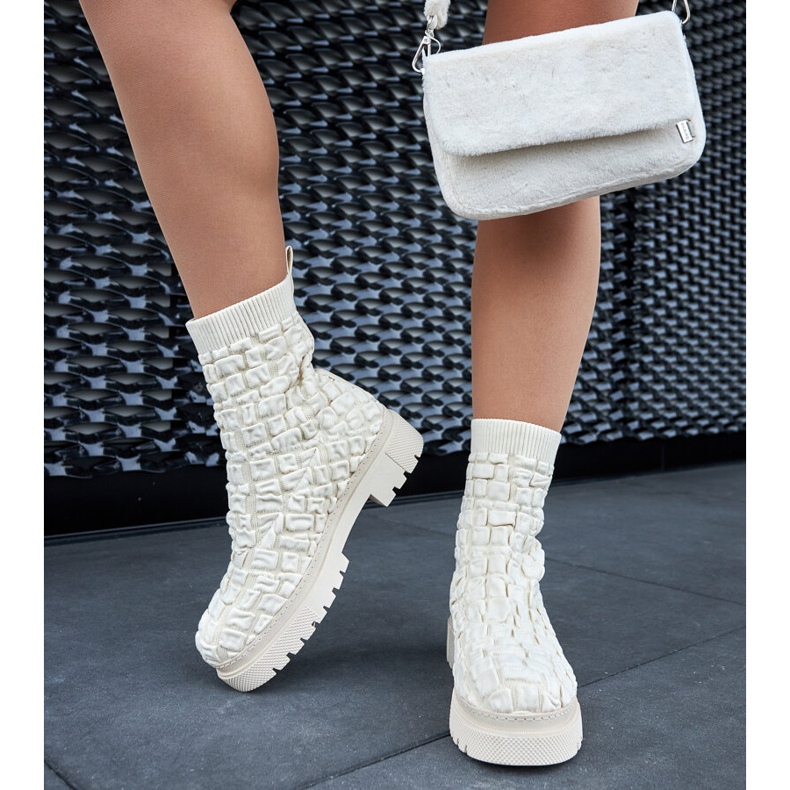 Beżowe botki ze skarpetkową cholewką Arlington beżowy 1