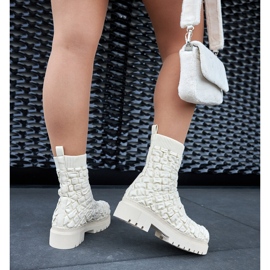 Beżowe botki ze skarpetkową cholewką Arlington beżowy 2