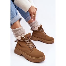 Trapery Damskie Skórzane Z Kożuchem Brązowe Lynnvia 2