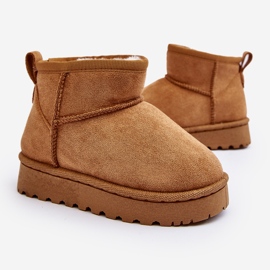 Dziecięce Śniegowce Botki Ocieplane Camel Nallita brązowe 1