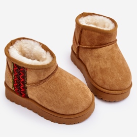 Śniegowce Botki Ocieplane Dziecięce Camel Leonora brązowe 2