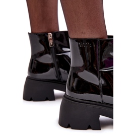 Lakierowane Skórzane Botki Damskie GOE MM2N4058 Czarne 1