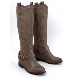 Kozaki na ukrytym koturnie Watson Khaki beżowy 1