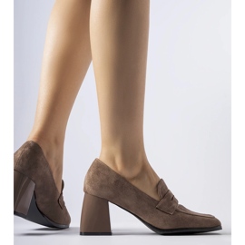 Brązowe czółenka na lakierowanym słupku Mill 1