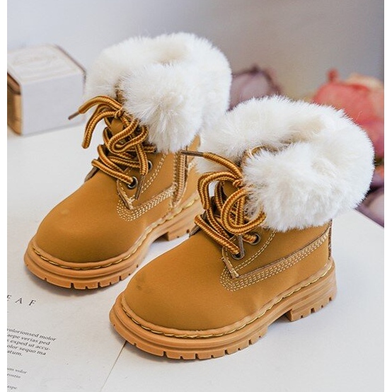 Dziecięce Trapery Botki Na Suwak z Futerkiem Camel Gerande brązowe 1