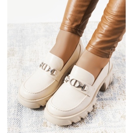 Beżowe Mokasyny na grubej podeszwie Brant beżowy 1