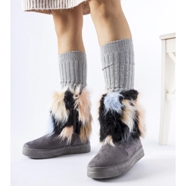 Szare ocieplane śniegowce z futerkiem Cordero 1