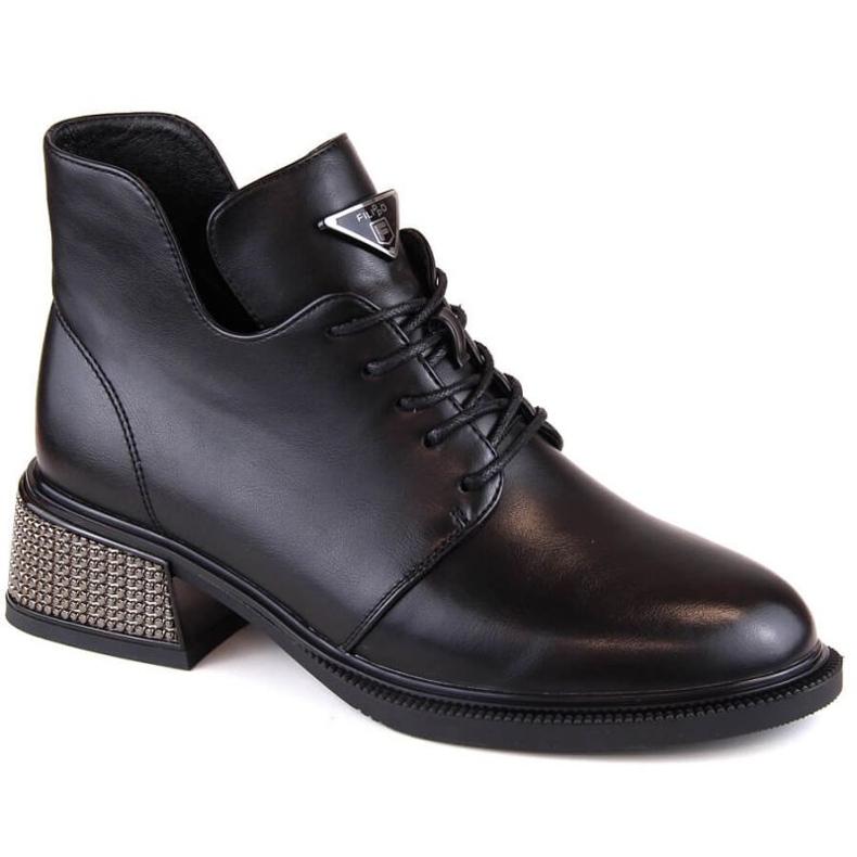 Botki na ozdobnym obcasie ocieplane Filippo W PAW496 czarne 1