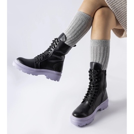 Czarne trapery na kolorowej podeszwie Quennie 1