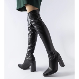 Czarne klasyczne kozaki na słupku Faubourg 1