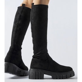 Czarne długie zamszowe trapery Donnino 1