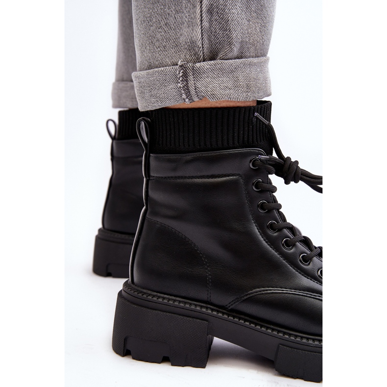 Trapery Botki Damskie Ze Skarpetą Czarne Rivella 2