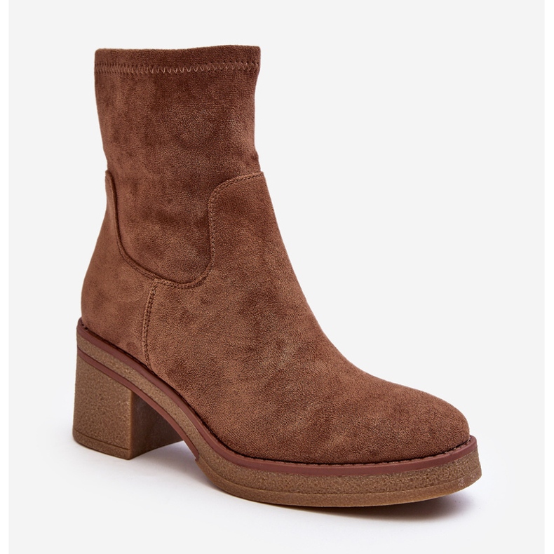 Damskie Botki Na Słupku Brązowe Argastis 2