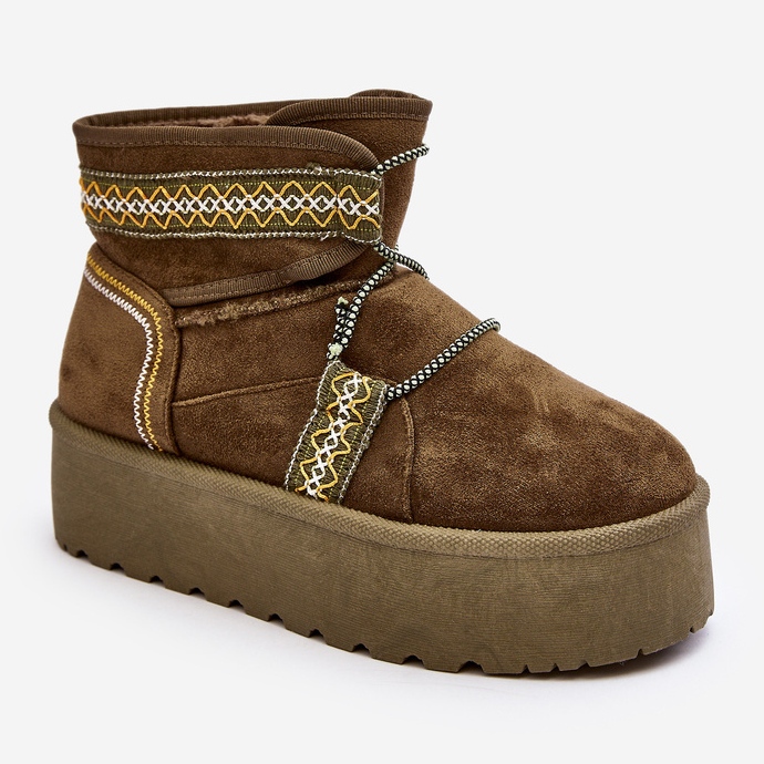 Damskie Śniegowce Na Grubej Podeszwie Z Wiązaniem Zielone Milson 1