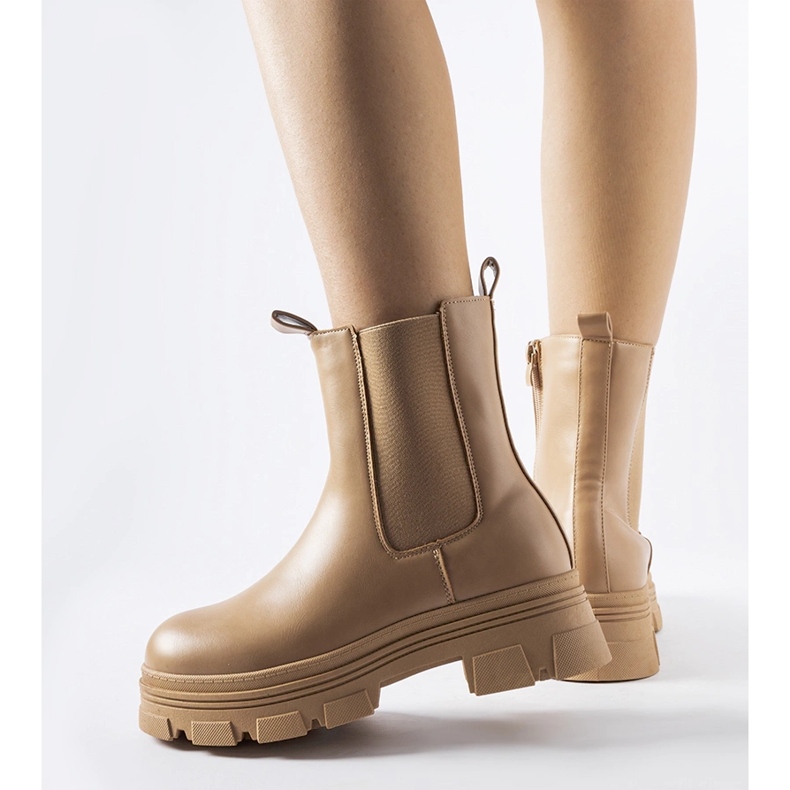 Beżowe botki na platformie Placido beżowy 1