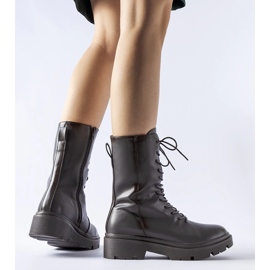 Szare sznurowane botki workery Michel 1