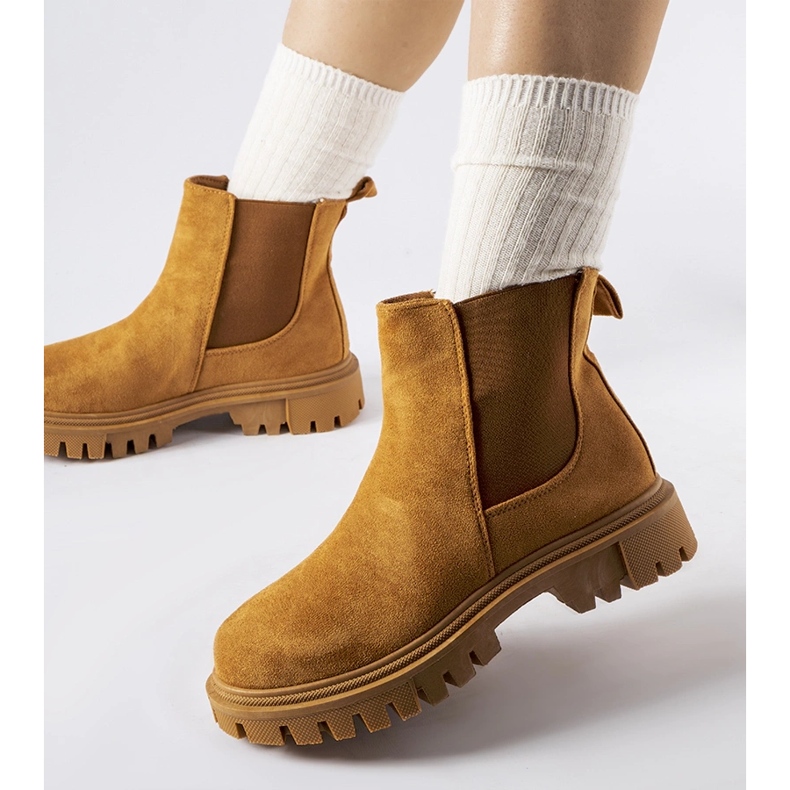 Karmelowe wsuwane botki Davenport brązowe 1