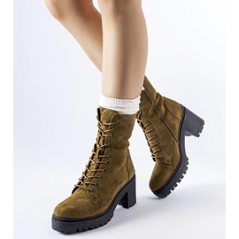 Zielone ocieplane botki na niskim słupku Cotti 1