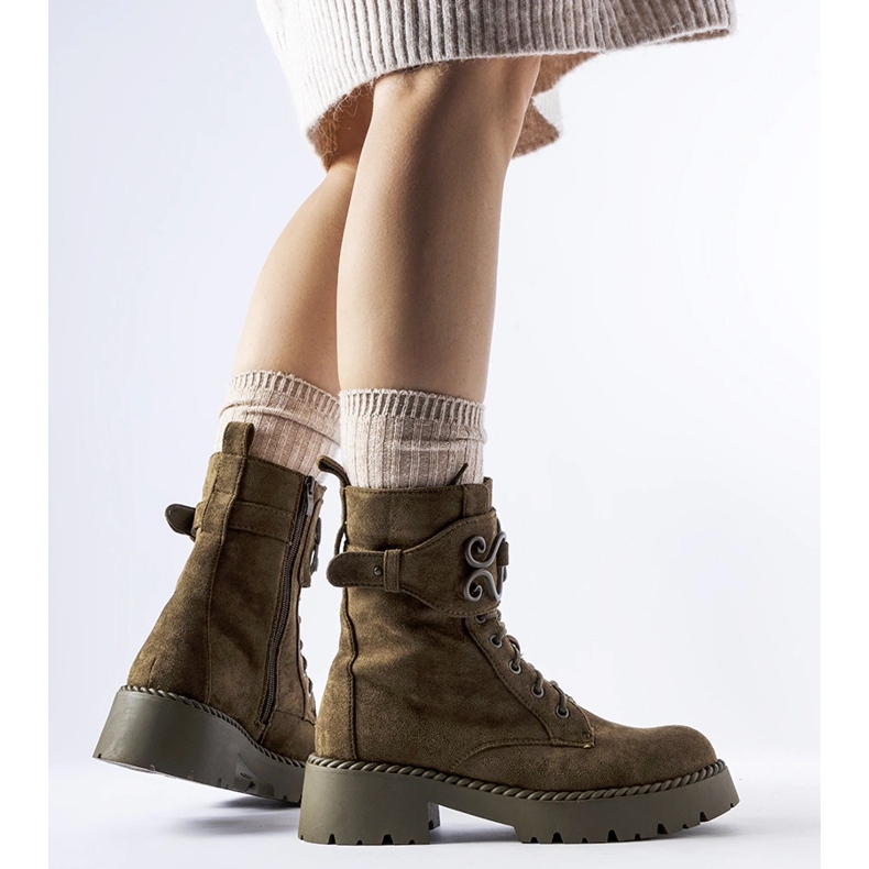 Ciemnozielone ozdobne workery eko-zmsz Castore 1