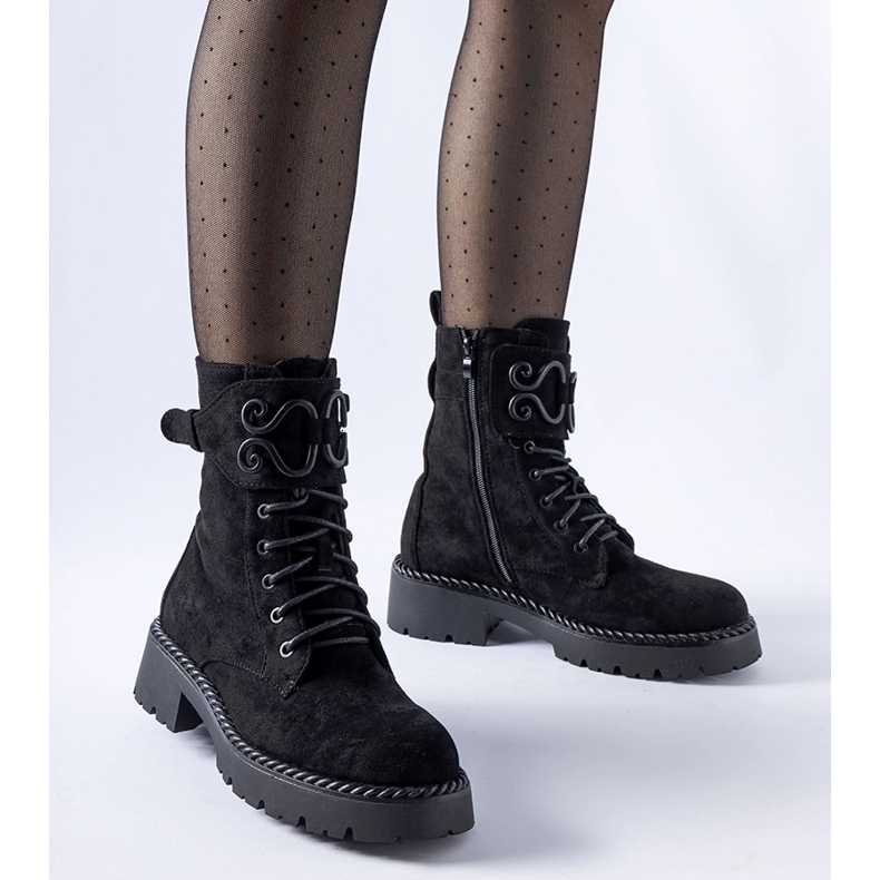 Czarne ozdobne workery eko-zmsz Castore 1