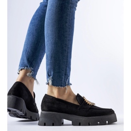 Czarne mokasyny ozdobione klamerką Stanislas 1