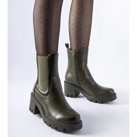 Ciemnozielone botki na klocku Hattiesburg 1