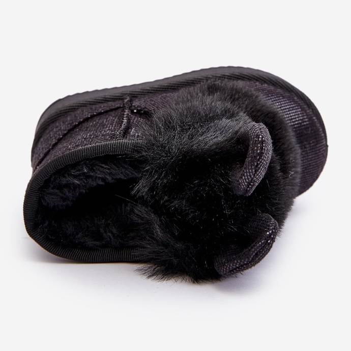 Dziecięce Śniegowce Ocieplane Futerkiem Z Uszkami Czarne Betty 1