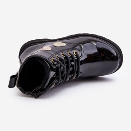 Botki Dziecięce Lakierowane Z Ozdobami Czarne Adete 1