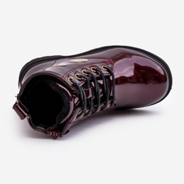 Botki Dziecięce Lakierowane Z Ozdobami Bordowe Adete czerwone 1