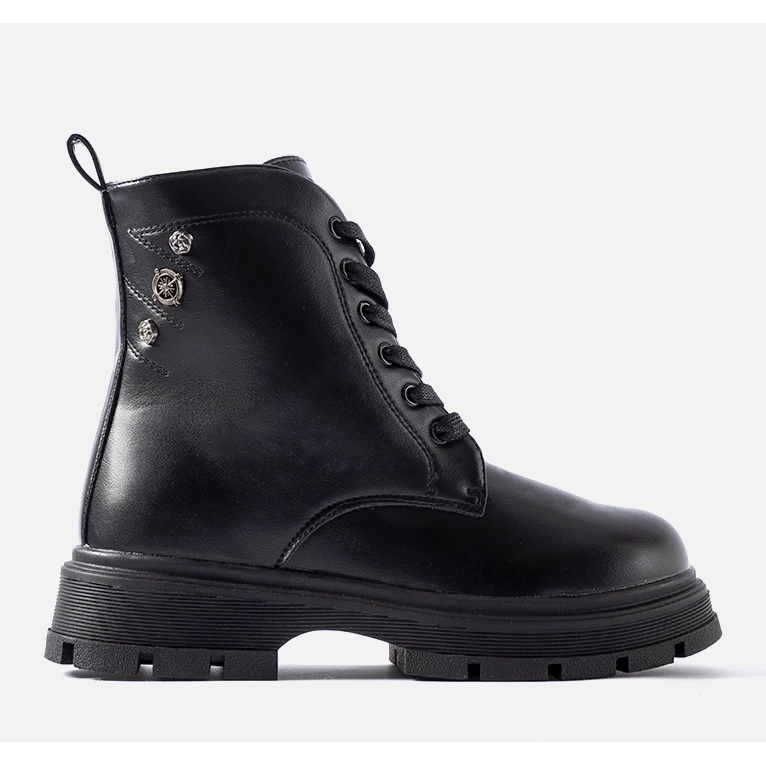 Grafitowe ocieplane botki dziewczęce Basara czarne 1