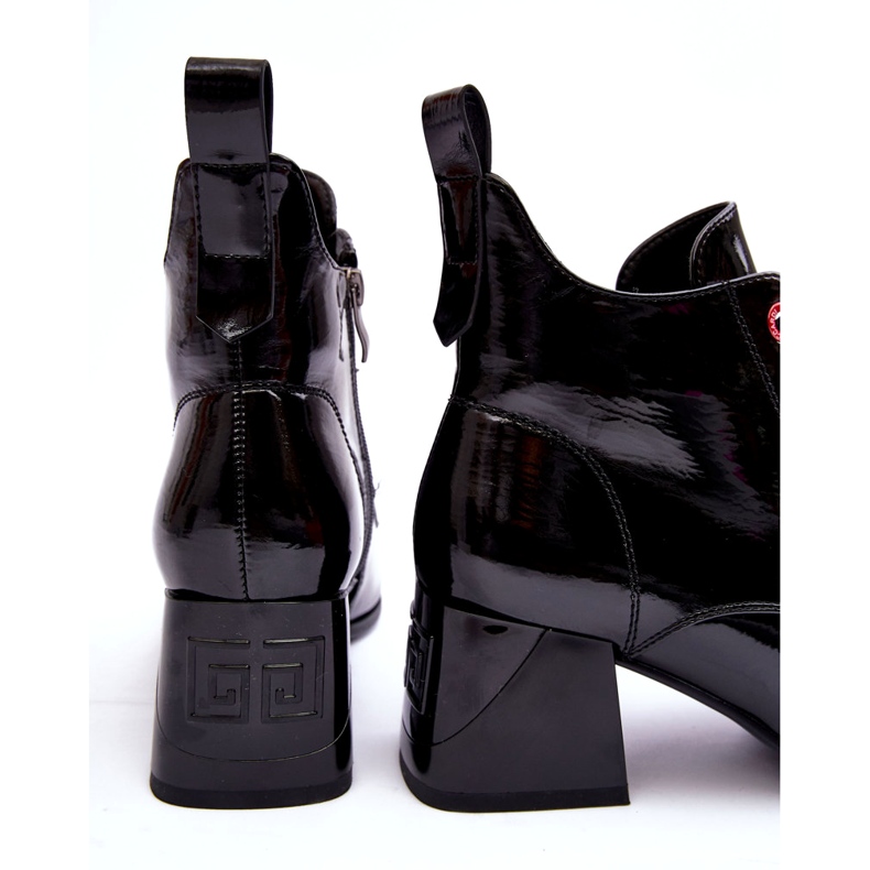 Niskie Lakierowane Botki Sznurowane S.Barski MR870-66 Czarne 3