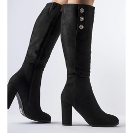 Czarne kozaki ozdobione cyrkoniami Lightning 1