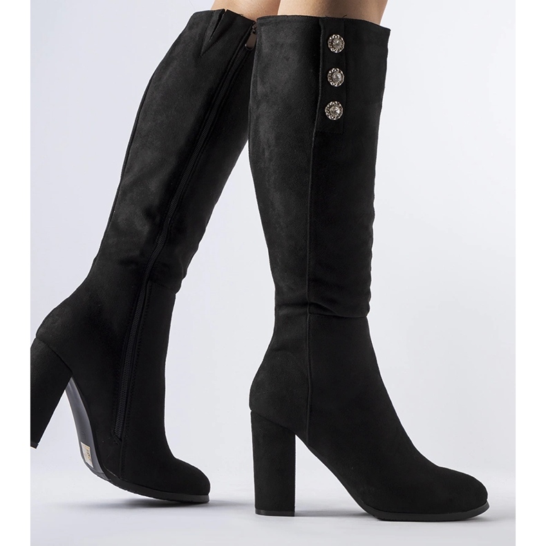 Czarne kozaki ozdobione cyrkoniami Lightning 1