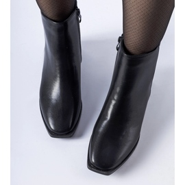 Czarne ocieplane botki kwadratowy obcas Boris 1