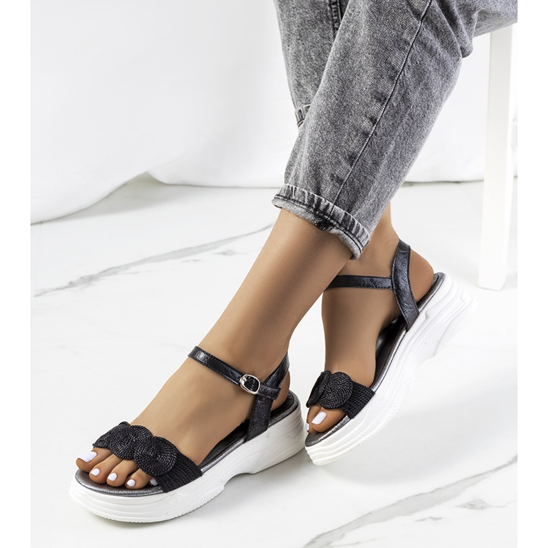 Czarne sandały na platformie Nandy 1