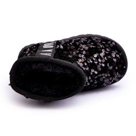 Dziewczęce śniegowce ocieplane z cekinami czarne 2