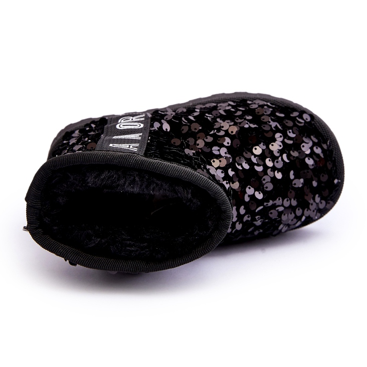 Dziewczęce śniegowce ocieplane z cekinami czarne 2