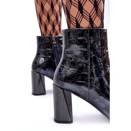 Lakierowane Botki Na Słupku S.Barski MR870-58 Granatowe niebieskie 3