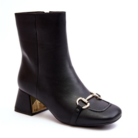 Botki Na Obcasie Z Ozdobą Czarne Adinah 2