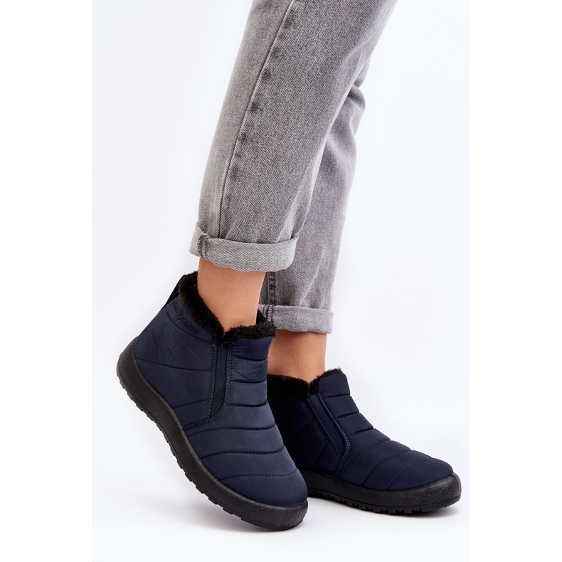 Ocieplane Niskie Damskie Śniegowce Granatowe Enmore niebieskie 2