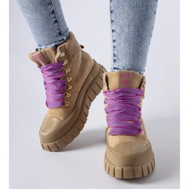 Brązowe ocieplane trampki platforma Ottiol 1