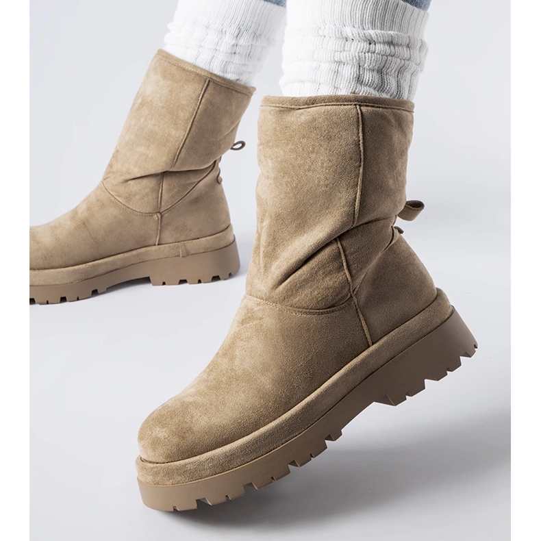 Brązowe ocieplane botki masywna podeszwa Flavia 1