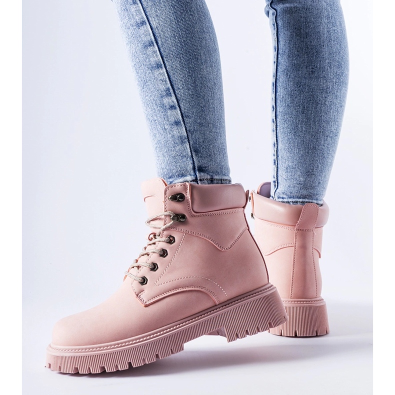 Jasnoróżowe ocieplane wiązane workery Aranova 1