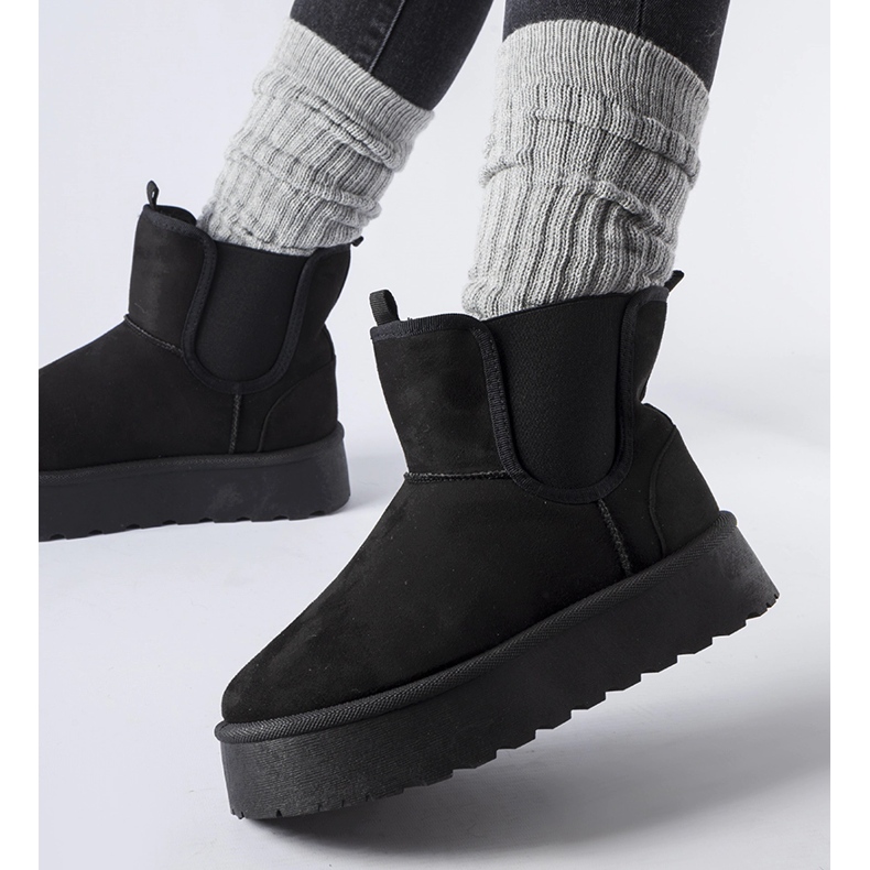 Czarne śniegowce z gumkami po bokach Bertino 1