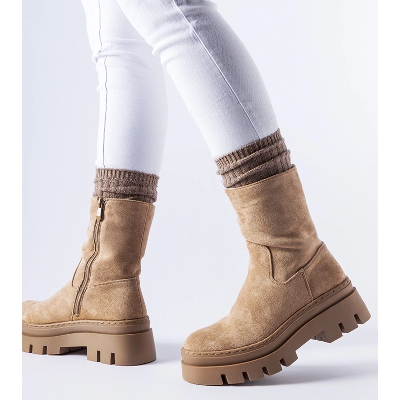 Brązowe ocieplane botki masywna platforma Umber 1